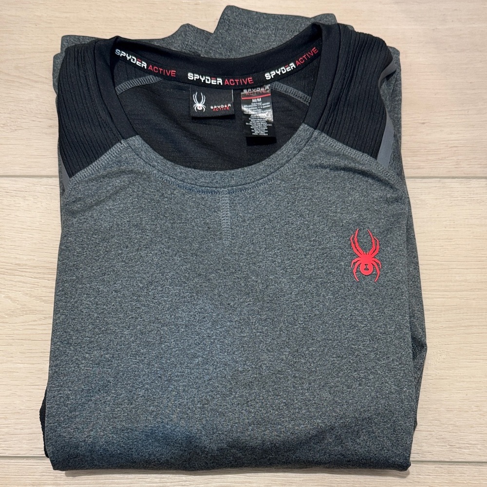 Spyder Men's Charcoal and Black Long Sleeve Tee